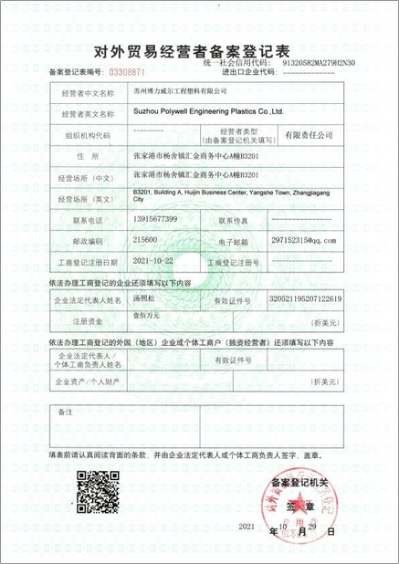 China Suzhou Polywell Engineering Plastics Co.,Ltd zertifizierungen